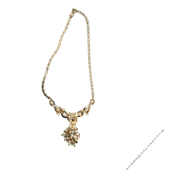 Vintage ALFRED PHILLIPE Crown Trifari Necklace – Patent Pending, Rhinestone Drop - Picture 6 of 8